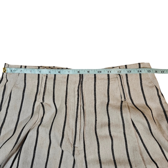 Worthington High Waisted Linen Blend Shorts, Cream/Black Stripes, 10 - Picture 9 of 12